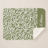 Olivgrüner Weidenzweig mit Monogramm Sherpadecke (Vorderseite (Horizontal))