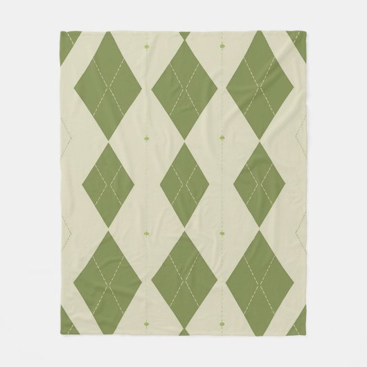 Olivgrünes Argyle-Diamantmuster Fleecedecke (Vorderseite)