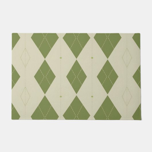 Olivgrünes Argyle-Diamantmuster Fußmatte (Vorderseite)