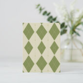 Olivgrünes Argyle-Diamantmuster Postkarte (Stehend Vorderseite)