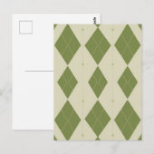 Olivgrünes Argyle-Diamantmuster Postkarte (Vorne/Hinten)