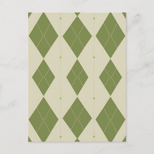 Olivgrünes Argyle-Diamantmuster Postkarte (Vorderseite)