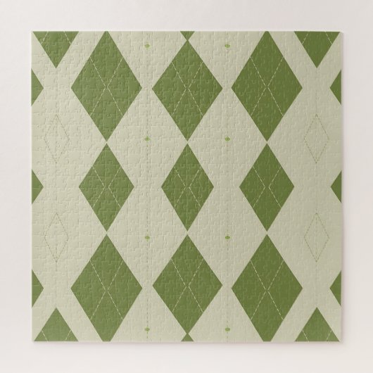 Olivgrünes Argyle-Diamantmuster Puzzle (Vertikal)