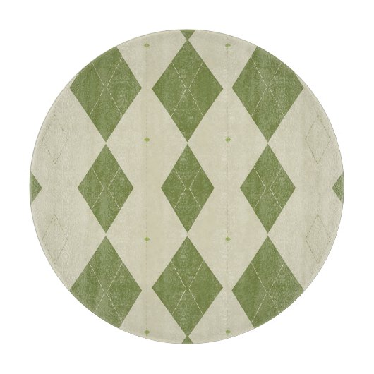 Olivgrünes Argyle-Diamantmuster Schneidebrett (Vorderseite)