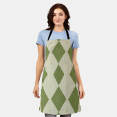 Olivgrünes Argyle-Diamantmuster Schürze (Getragen)