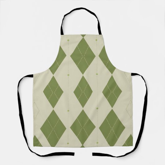 Olivgrünes Argyle-Diamantmuster Schürze (Vorderseite)