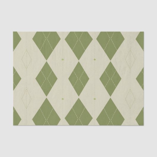 Olivgrünes Argyle-Diamantmuster Seidenpapier (Vorderseite)