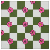 Olivgrünes Blumen-Karo-Polyesterstoff Stoff (Muster)