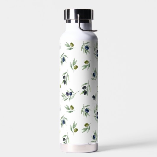 Olivgrünes botanisches Wasserfarben Chic Muster Trinkflasche (Links)