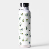 Olivgrünes botanisches Wasserfarben Chic Muster Trinkflasche (Rechts)