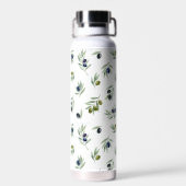 Olivgrünes botanisches Wasserfarben Chic Muster Trinkflasche (Rückseite)