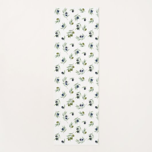 Olivgrünes botanisches Wasserfarben Chic Muster Yogamatte (Vorderseite)