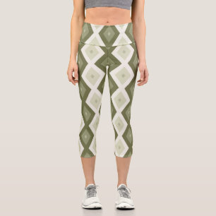olivgrünes Diamant Capri Leggings