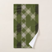 olivgrünes geometrisches Muster Badhandtuch Set (Handtuch)