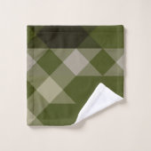 olivgrünes geometrisches Muster Badhandtuch Set (Waschlappen)