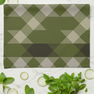 olivgrünes geometrisches Muster Geschirrtuch