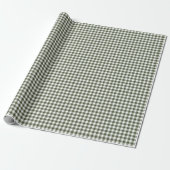 Olivgrünes Gingham-Karomuster Geschenkpapier (Ungerollt)