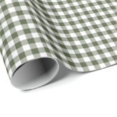 Olivgrünes Gingham-Karomuster Geschenkpapier (Rolleneckpunkt)