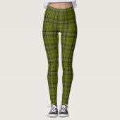 Olivgrünes Grün schwarz u. roter Tartan kariert Leggings (Vorderseite)