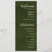 Olivgrünes Hochzeitsprogramm, Trauungszeremonie Programm (Vorderseite)