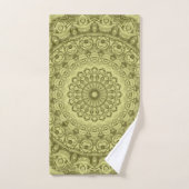 Olivgrünes Mandala-Musterdesign Badhandtuch Set (Handtuch)
