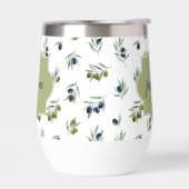 Olivgrünes Monogramm Name Wasserfarbe Chic Muster (Links)