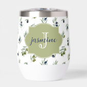 Olivgrünes Monogramm Name Wasserfarbe Chic Muster (Vorderseite)