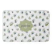 Olivgrünes Monogramm Name Wasserfarbe Chic Muster Badematte (Vorderseite)