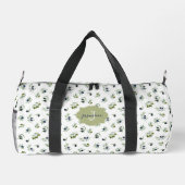 Olivgrünes Monogramm Name Wasserfarbe Chic Muster Duffle Bag (Rückseite)