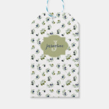Olivgrünes Monogramm Name Wasserfarbe Chic Muster