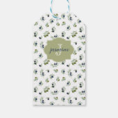 Olivgrünes Monogramm Name Wasserfarbe Chic Muster Geschenkanhänger (Rückseite)