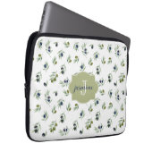 Olivgrünes Monogramm Name Wasserfarbe Chic Muster Laptopschutzhülle (Vorne Rechts)