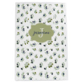 Olivgrünes Monogramm Name Wasserfarbe Chic Muster Mittlere Geschenktüte (Vorderseite)