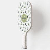 Olivgrünes Monogramm Name Wasserfarbe Chic Muster Pickleball Schläger (Links)