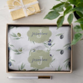Olivgrünes Monogramm Name Wasserfarbe Chic Muster Seidenpapier (Geschenk)