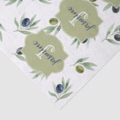 Olivgrünes Monogramm Name Wasserfarbe Chic Muster Seidenpapier (Ausschnitt)