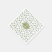 Olivgrünes Monogramm Name Wasserfarbe Chic Muster Serviette (Ecke)