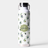 Olivgrünes Monogramm Name Wasserfarbe Chic Muster Trinkflasche (Vorne)