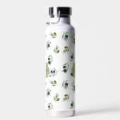 Olivgrünes Monogramm Name Wasserfarbe Chic Muster Trinkflasche (Rechts)