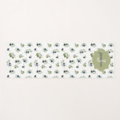 Olivgrünes Monogramm Name Wasserfarbe Chic Muster Yogamatte (Vorderseite (Horizontal))