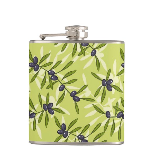 Olivgrünes Muster Flachmann (Vorderseite)