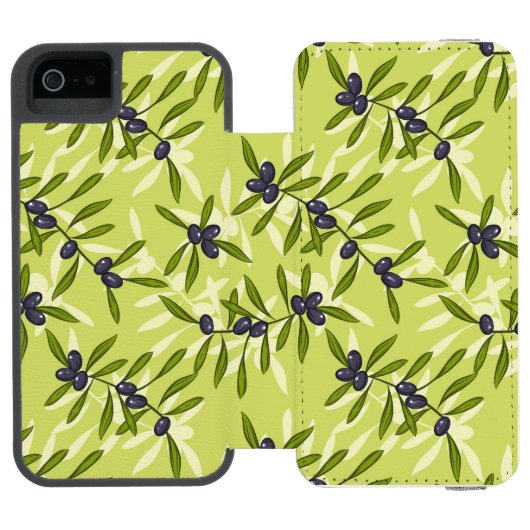 Olivgrünes Muster Incipio iPhone Geldbeutel-Hülle (Folio Geöffnet)