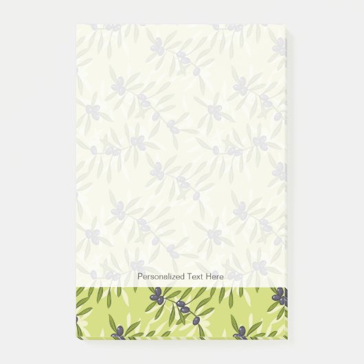 Olivgrünes Muster Post-it Klebezettel (Vorderseite)