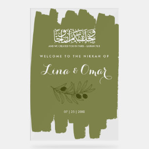 Olivgrünes Nikkah-Acrylschild Acrylschild