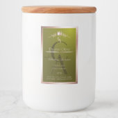 Olivgrünes Produktlabel Roségoldrahmen Monogramm Lebensmitteletikett (Vorderseite)
