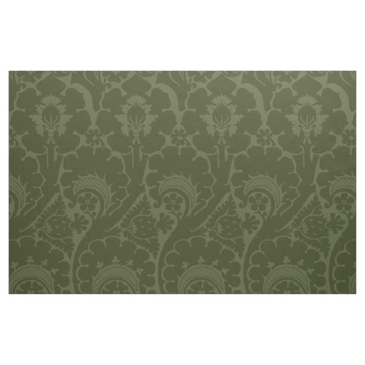 Olivgrünes Renaissance-Blumenmuster Stoff (Fat Quarter (45,7 x 55,9 cm))