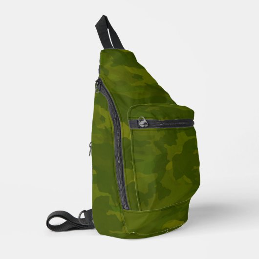 Olivgrünes Tarnmuster Crossbody Bag (Linke Seite)