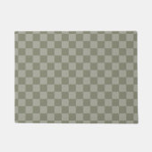 Olivgrünes und graues kariertes Musterdesign Fußmatte (Vorderseite)