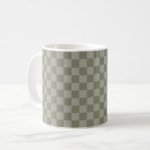 Olivgrünes und graues kariertes Musterdesign Kaffeetasse (Vorderseite Links)