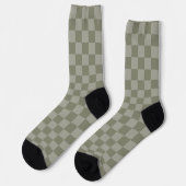 Olivgrünes und graues kariertes Musterdesign Socken (Linkes Detail)